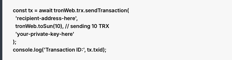 Send a TRX transaction